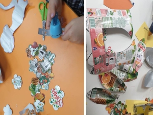 Corte das flores pequenas com o cortante.
Material para a montagem do quadro e flor.
